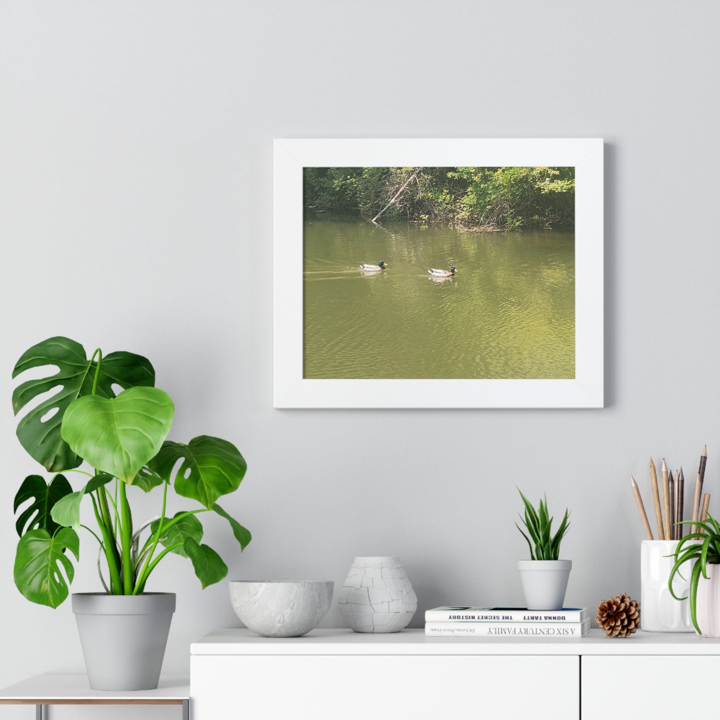 Swimming Ducks Framed Horizontal Poster (B & J Collections)