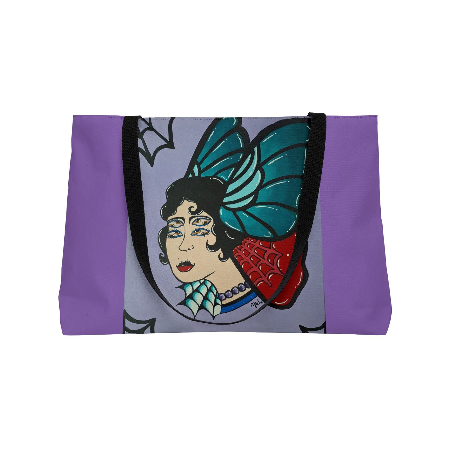 Lady Flutter Weekender Tote Bag (Peculiar Paintings Collection) PURPLE