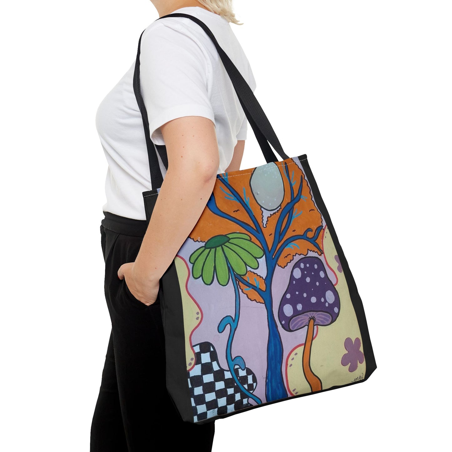 Mystical Mushroom Tote Bag (Peculiar Paintings Collection) BLACK