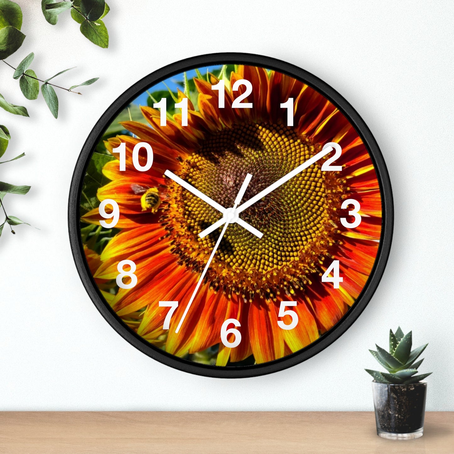 Bumble Bee Sunflower Wall Clock (Enchanted Exposures By Tammy Lyne)