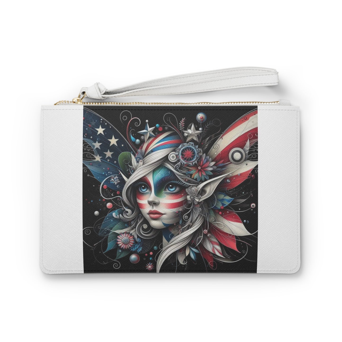 Patriotic Fairy Large Clutch Bag (aiB & J Collections) WHITE