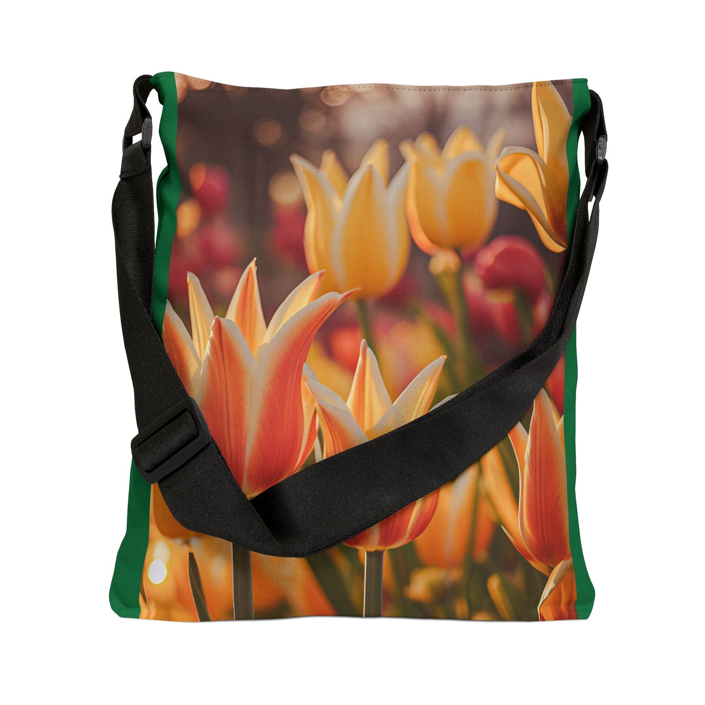 Mixed Orange Tulip Adjustable Tote Bag (SP Photography Collection) GREEN