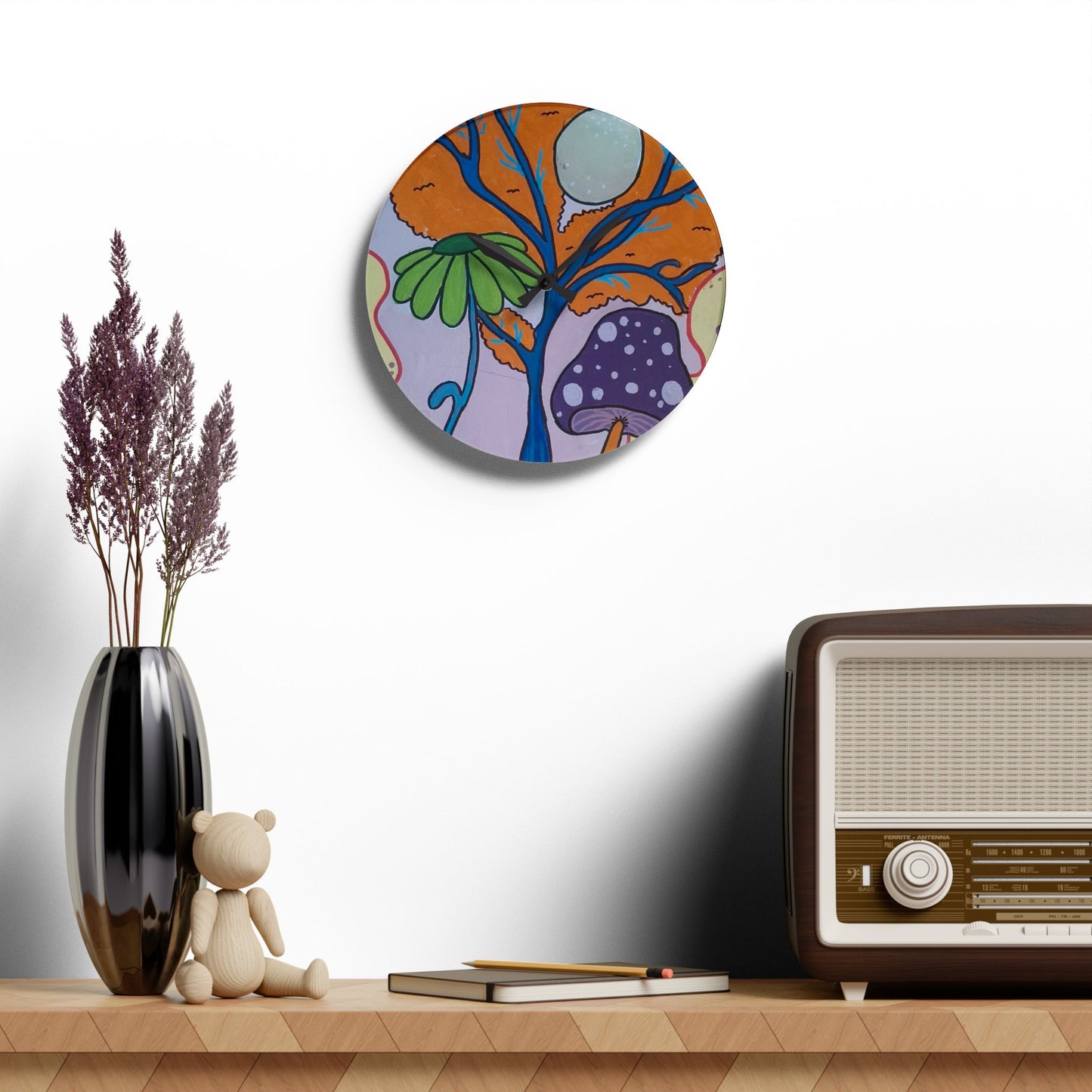 Mystic Mushroom Wall Clock (Peculiar Paintings Collection)