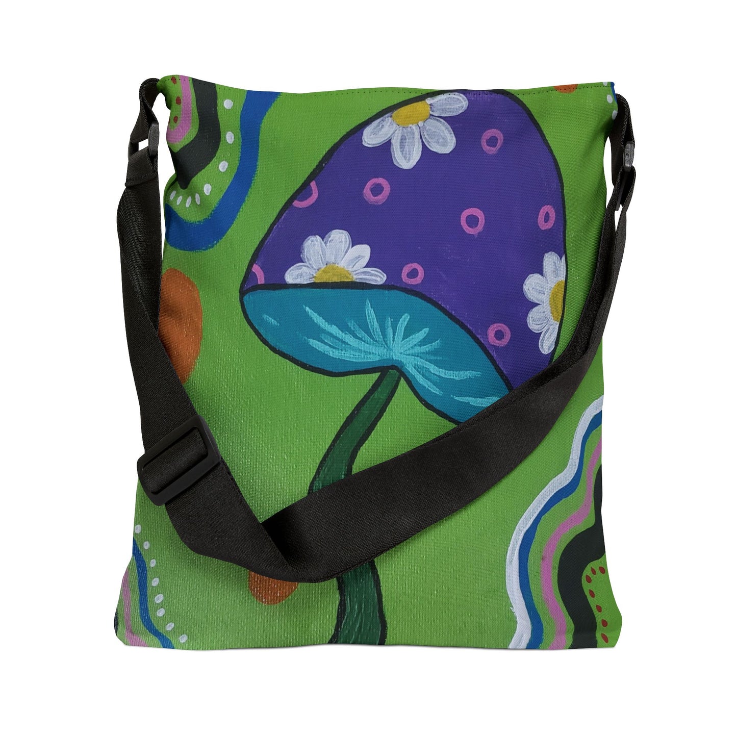 Marguerite Mushroom Adjustable Tote Bag (Peculiar Paintings Collection) GREEN