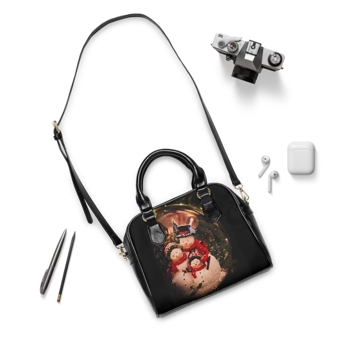 Snow Globe Shoulder Handbag (SP Photography Collection) BLACK