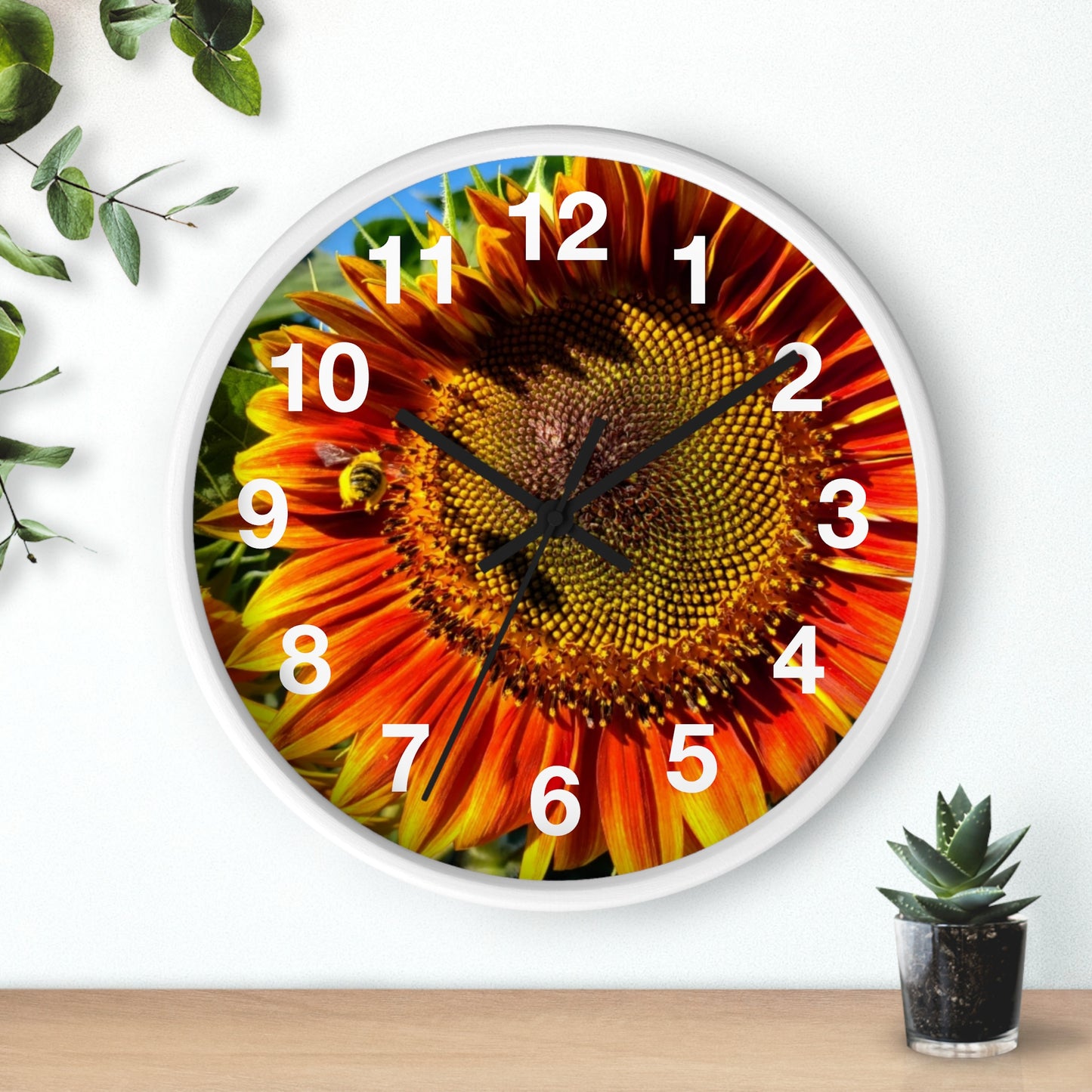 Bumble Bee Sunflower Wall Clock (Enchanted Exposures By Tammy Lyne)