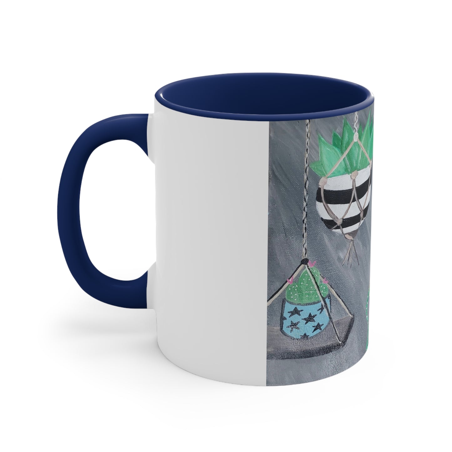 Succulent Delight Accent Coffee Mug, 11oz (Brookson Collection) BLUE