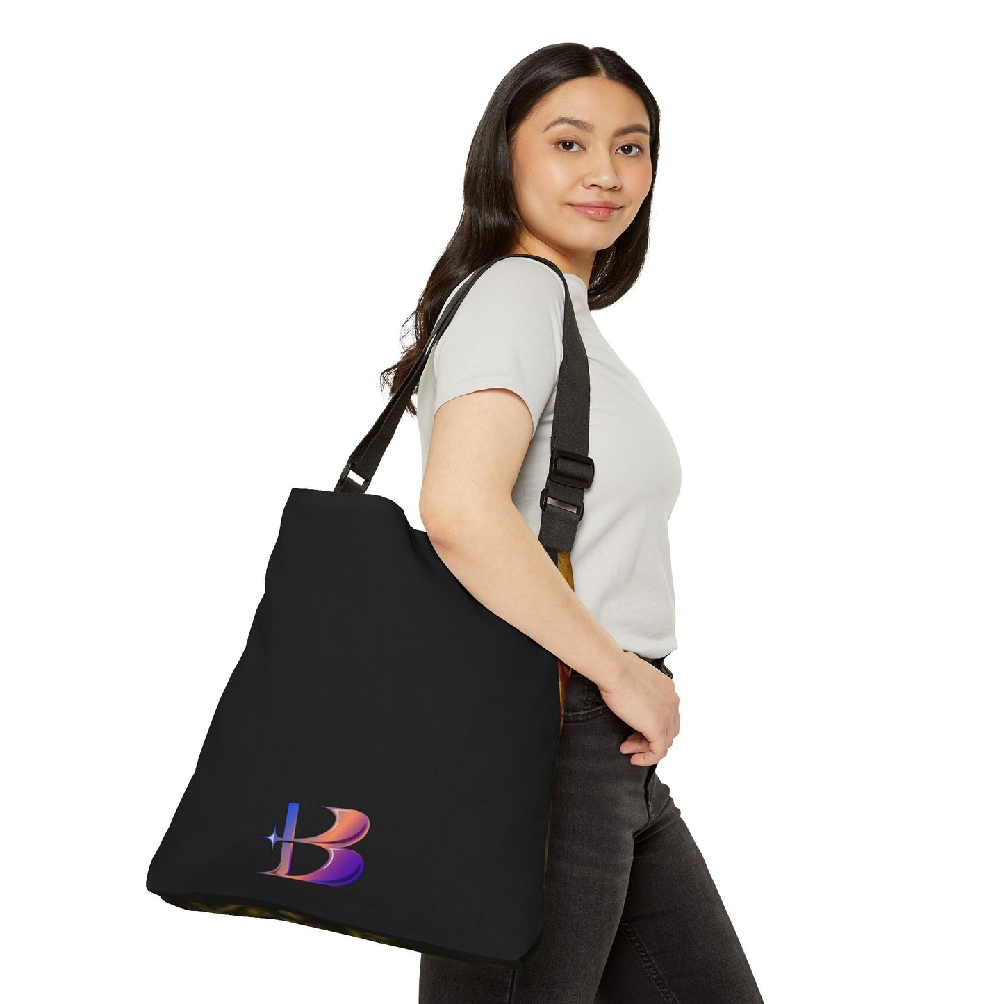 Yellow Lily Adjustable Tote Bag (SP Photography Collection) BLACK