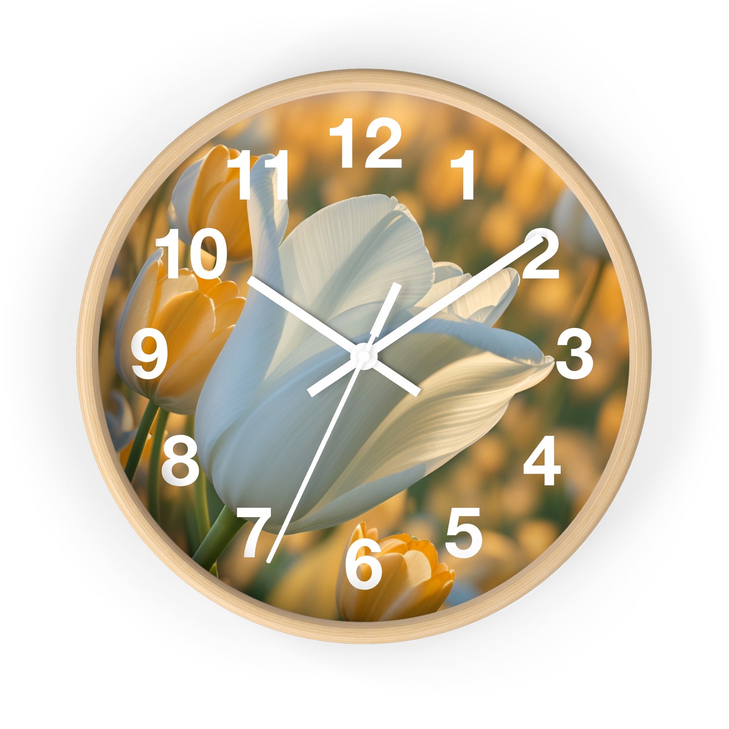 White Flower Tulip Wall Clock (SP Photography Collection)