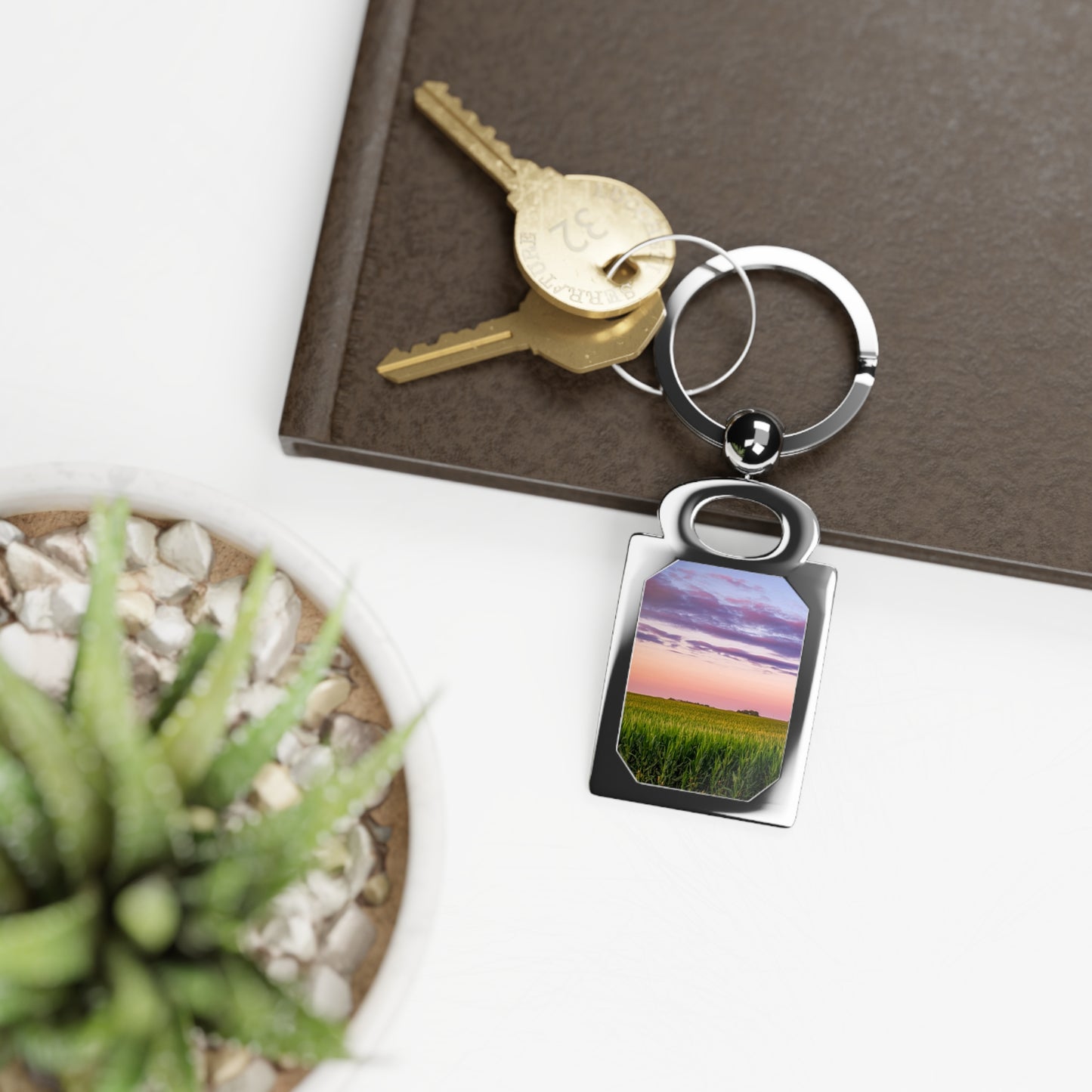 Corn Field Sunset Rectangle Photo Key ring (SP Photography Collection)