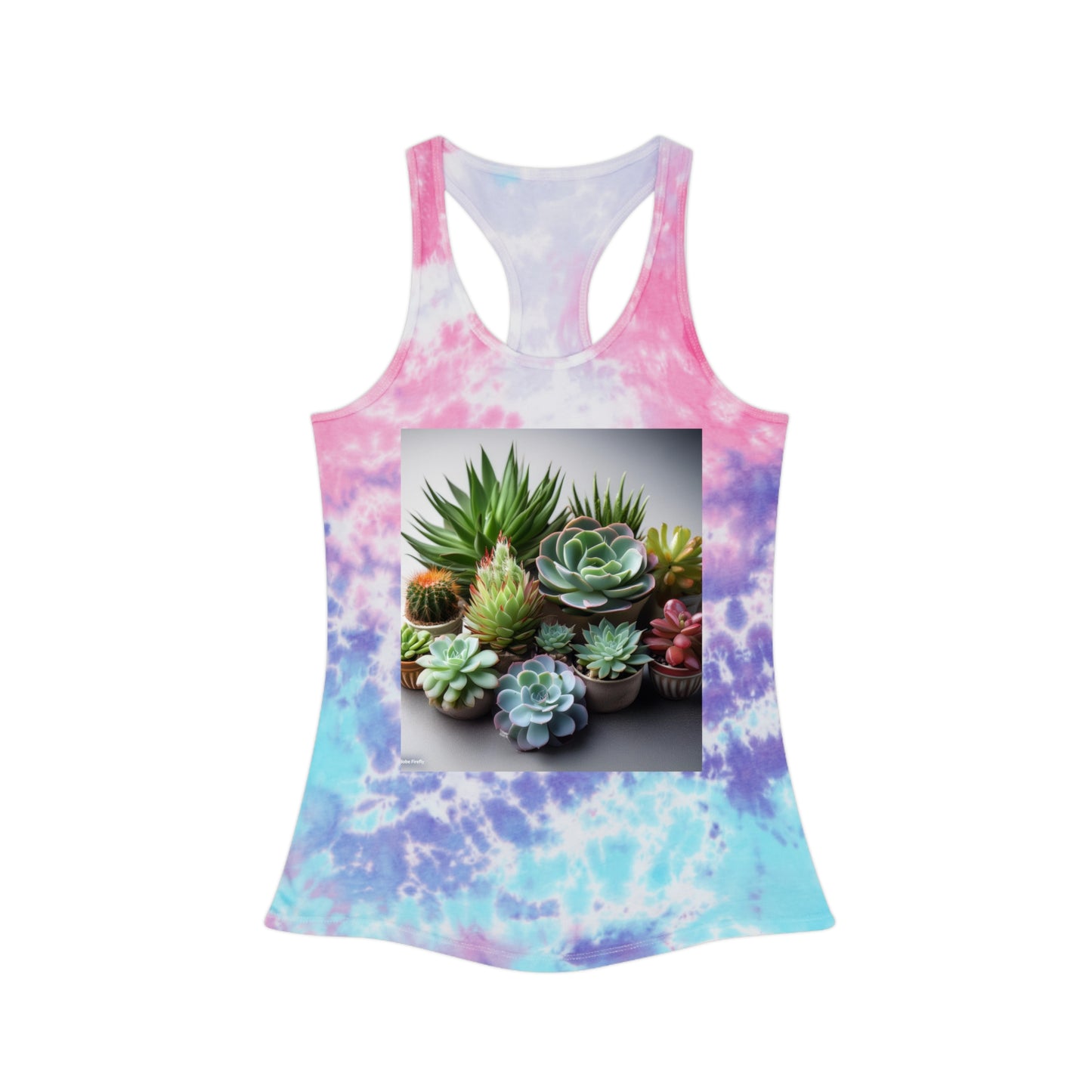 Blue succulent Tie Dye Racerback Tank Top (aiB & J Collections )