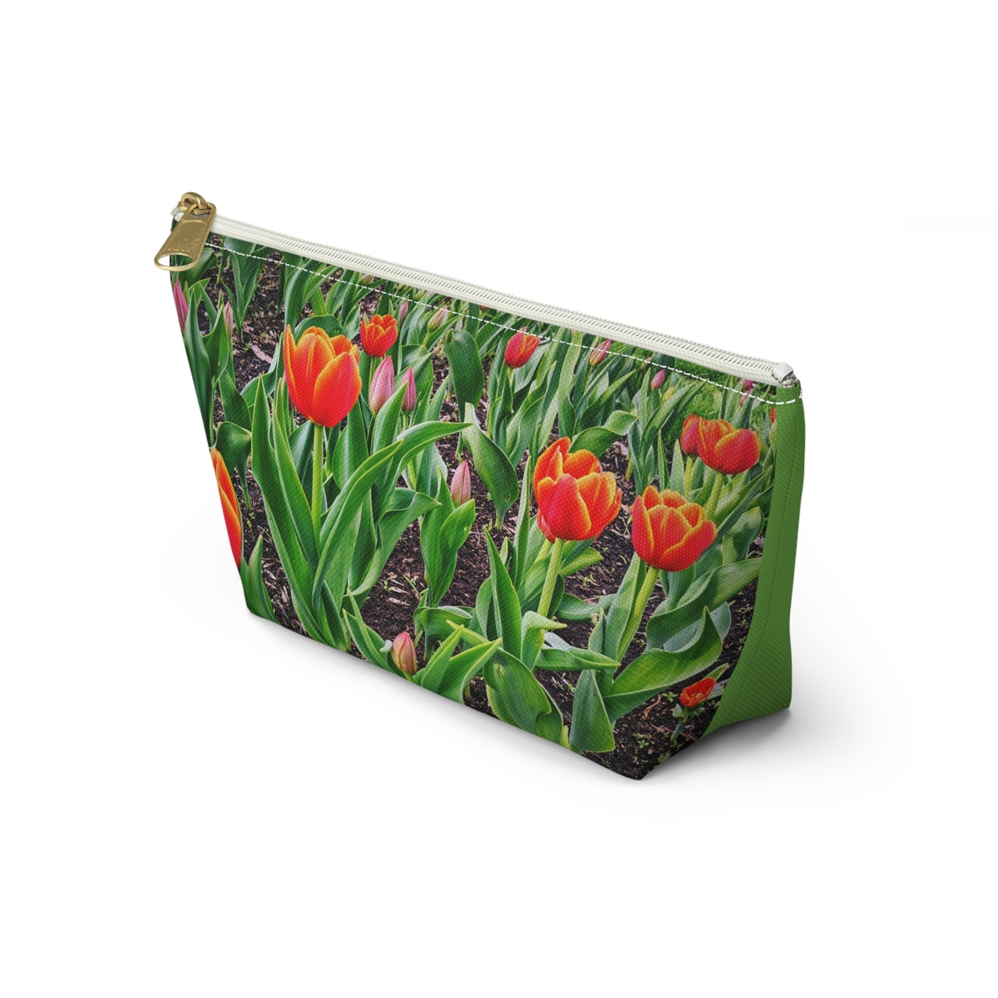 Red Tulips Accessory Pouch w T-bottom (SP Photography Collection) GREEN