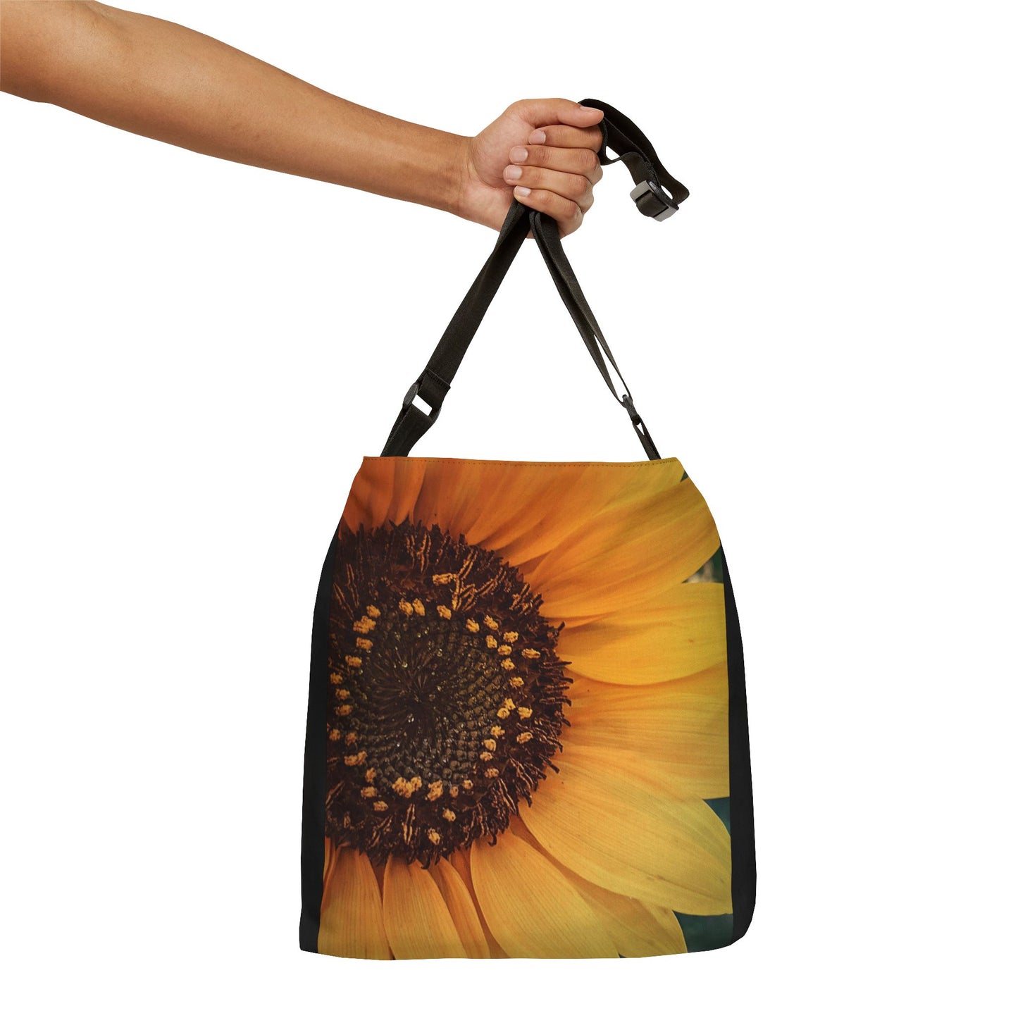 Sun Ray Sunflower Adjustable Tote Bag (SP Photography Collection) BLACK