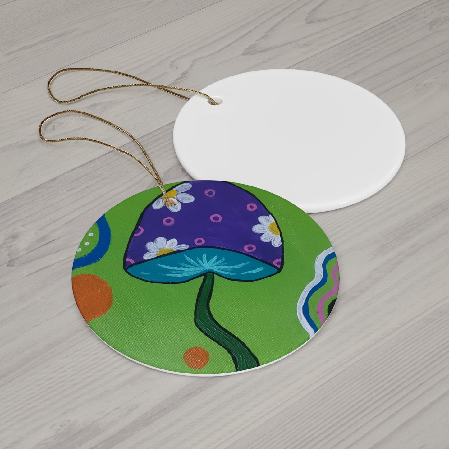 Marguerite Mushroom Ceramic Ornament (Peculiar Paintings Collection)