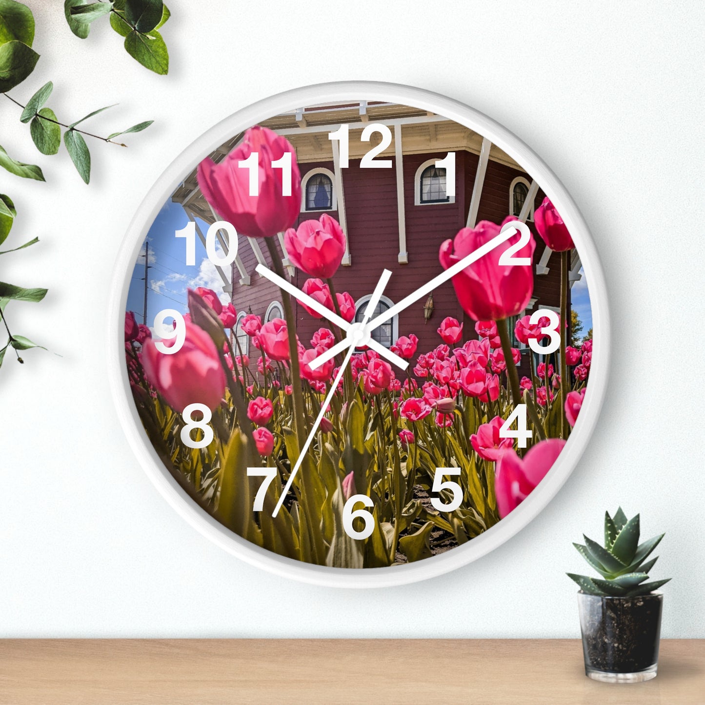 windmill Pink Tulips wall Clock (SP Photography Collection)