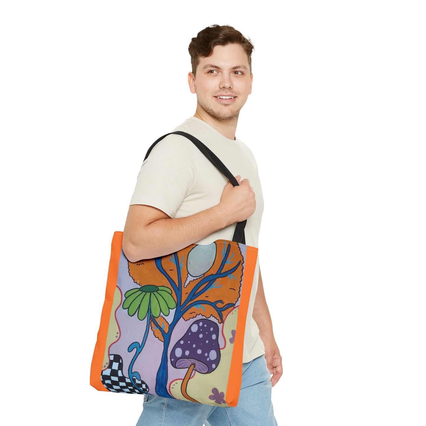 Mystical Mushroom Tote Bag (Peculiar Paintings Collection) ORANGE