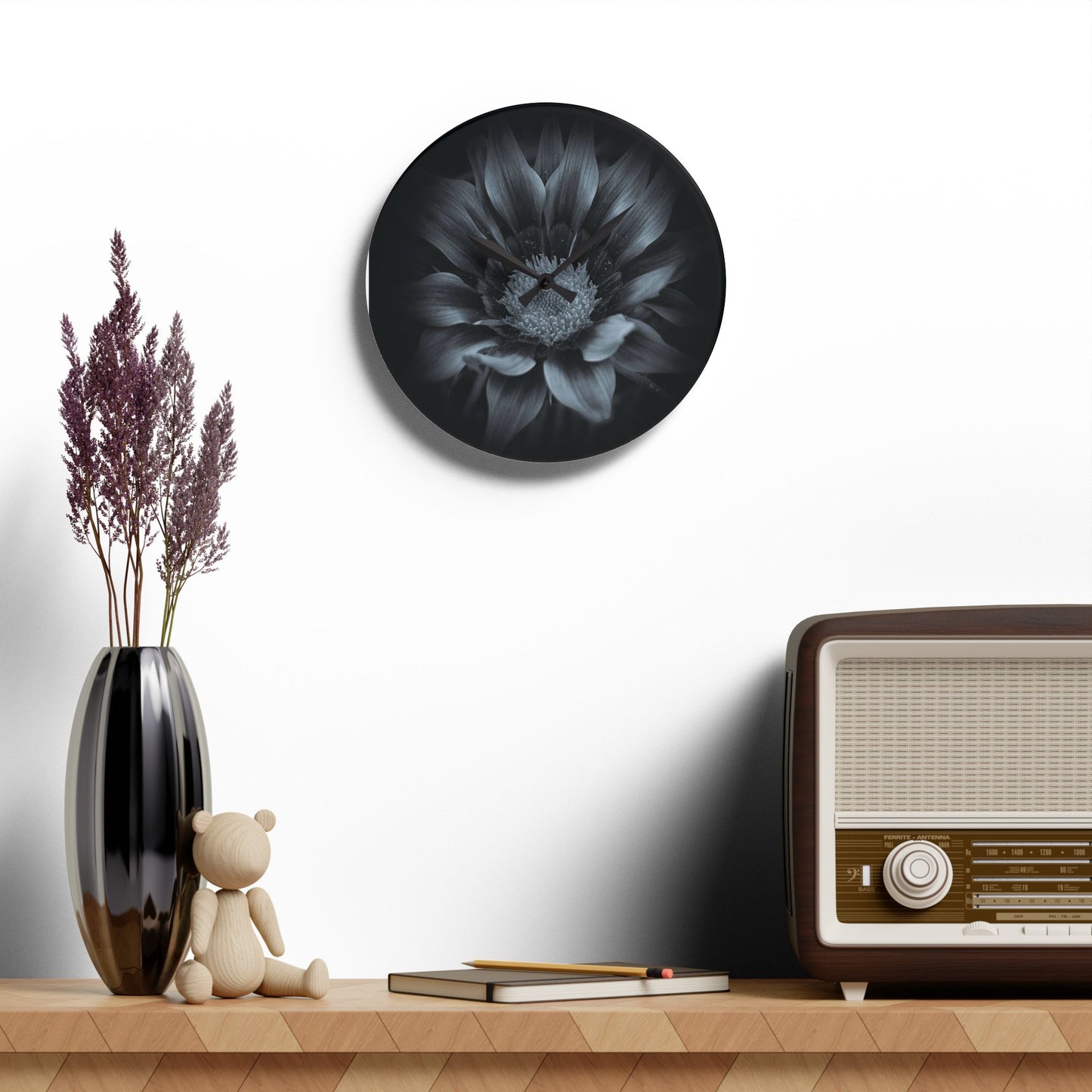 Midnight Bloom Acrylic Wall Clock (SP Photography Collection)