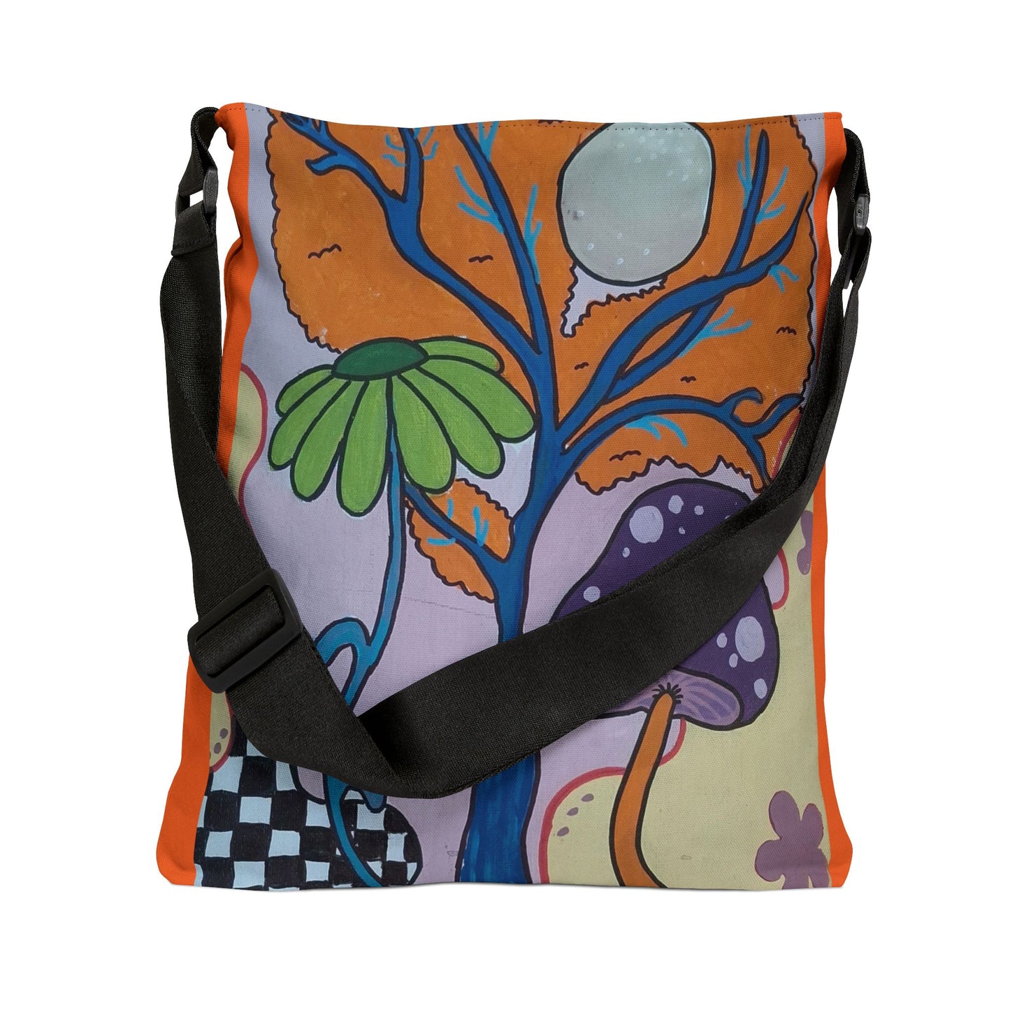 Mystical Mushroom Adjustable Tote Bag (Peculiar Paintings Collection) ORANGE