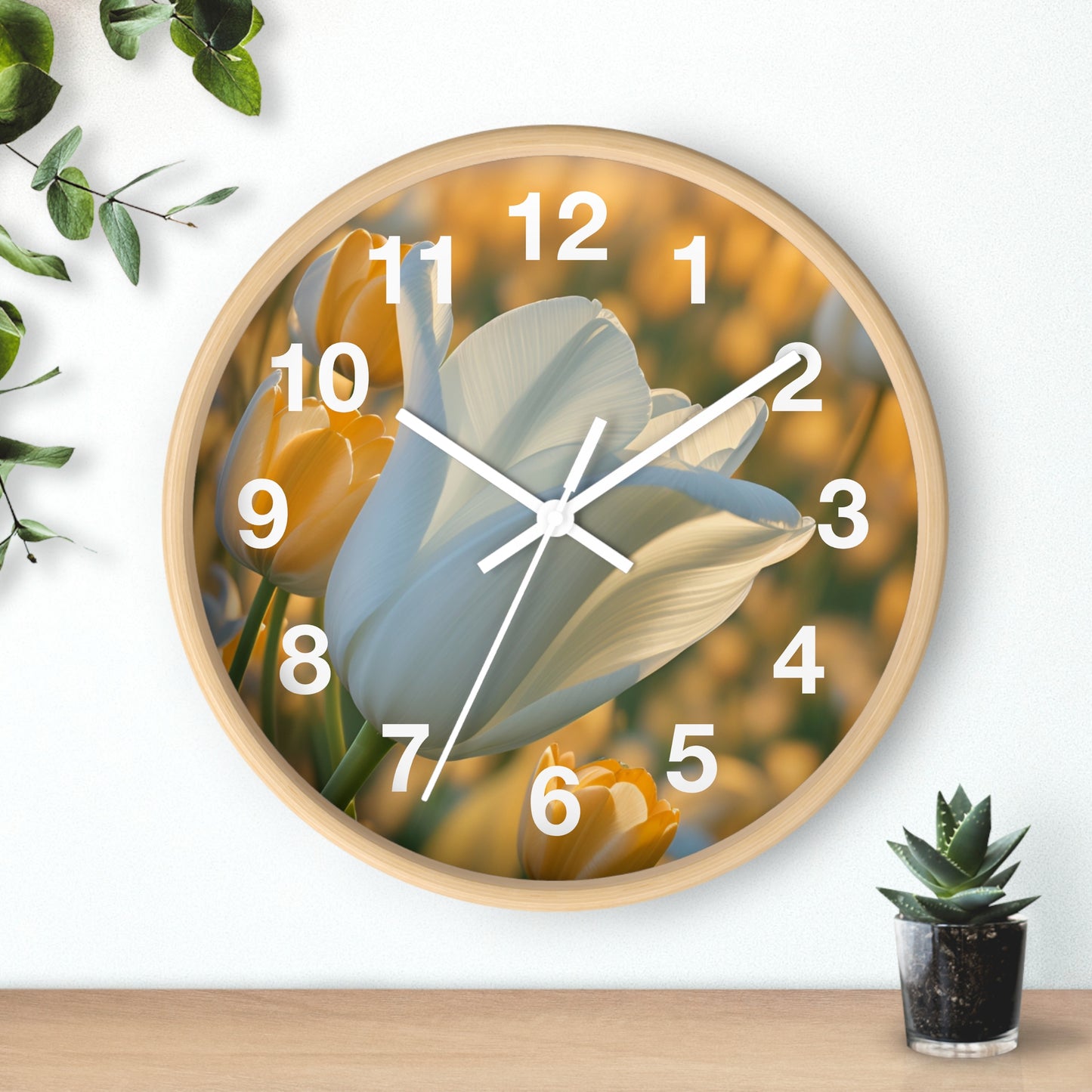 White Flower Tulip Wall Clock (SP Photography Collection)