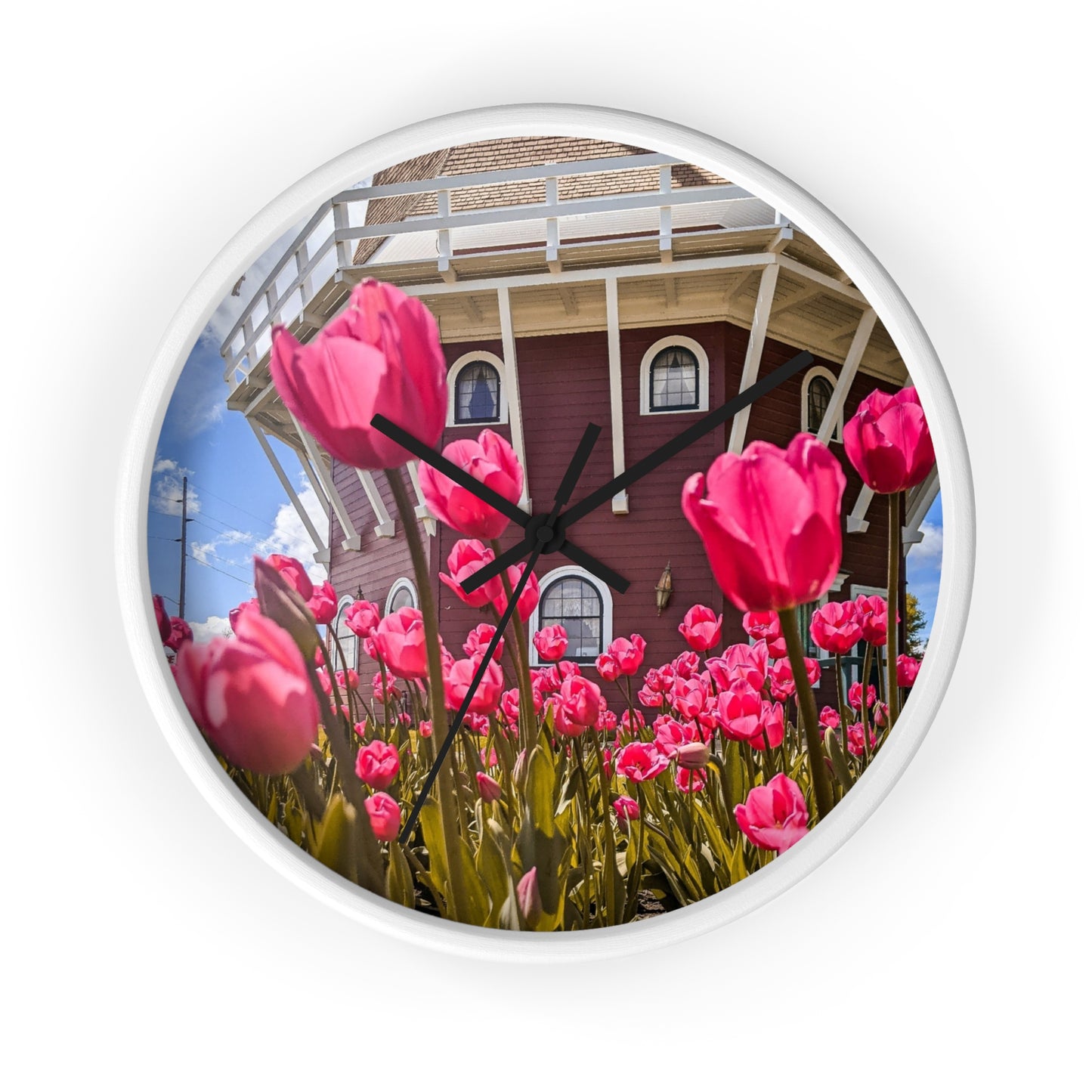 Windmill Pink Tulips Wall Clock (SP Photography Collection)