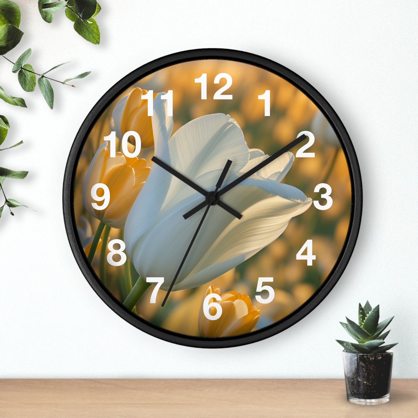 White Flower Tulip Wall Clock (SP Photography Collection)