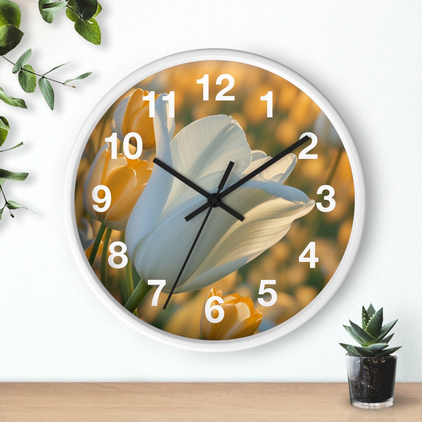 White Flower Tulip Wall Clock (SP Photography Collection)