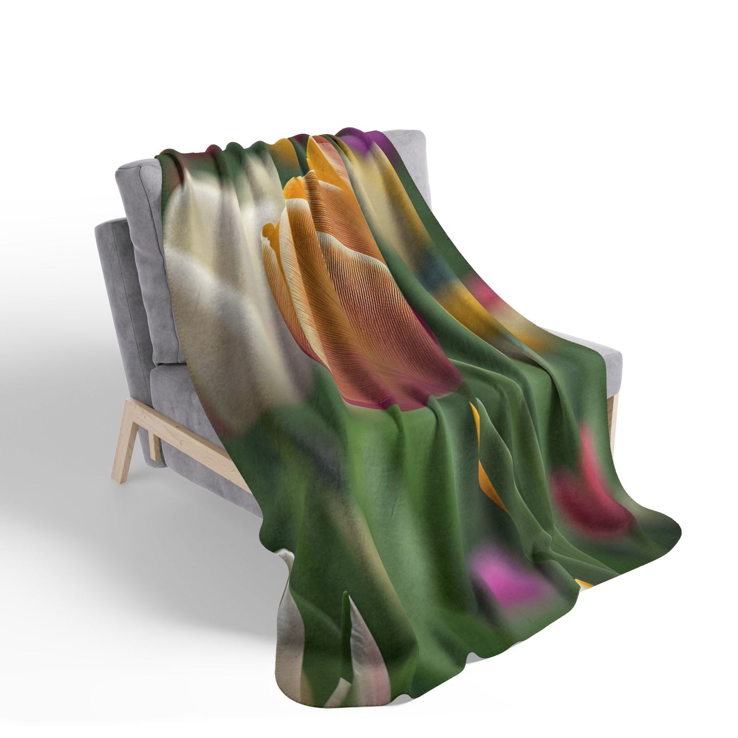 Orange Tulip Fleece Sherpa Blanket (SP Photography Collection)
