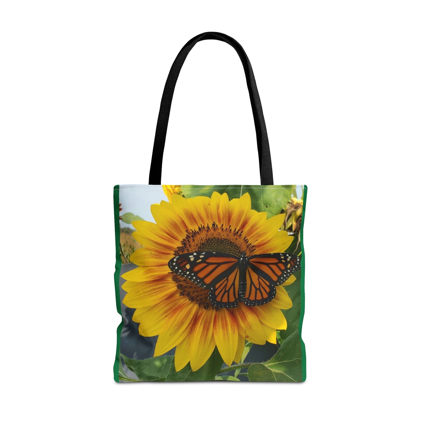Happy Sunflower Butterfly Tote Bag (Enchanted Exposures By Tammy Lyne) GREEN