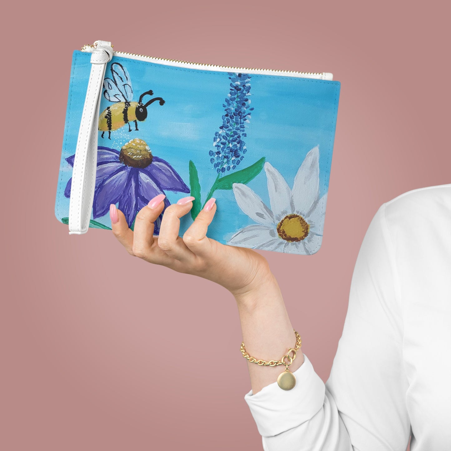 Busy Bee Large Clutch Bag (Brookson Collection) BLUE