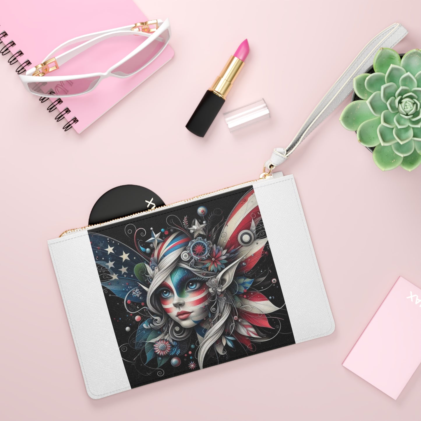 Patriotic Fairy Large Clutch Bag (aiB & J Collections) WHITE