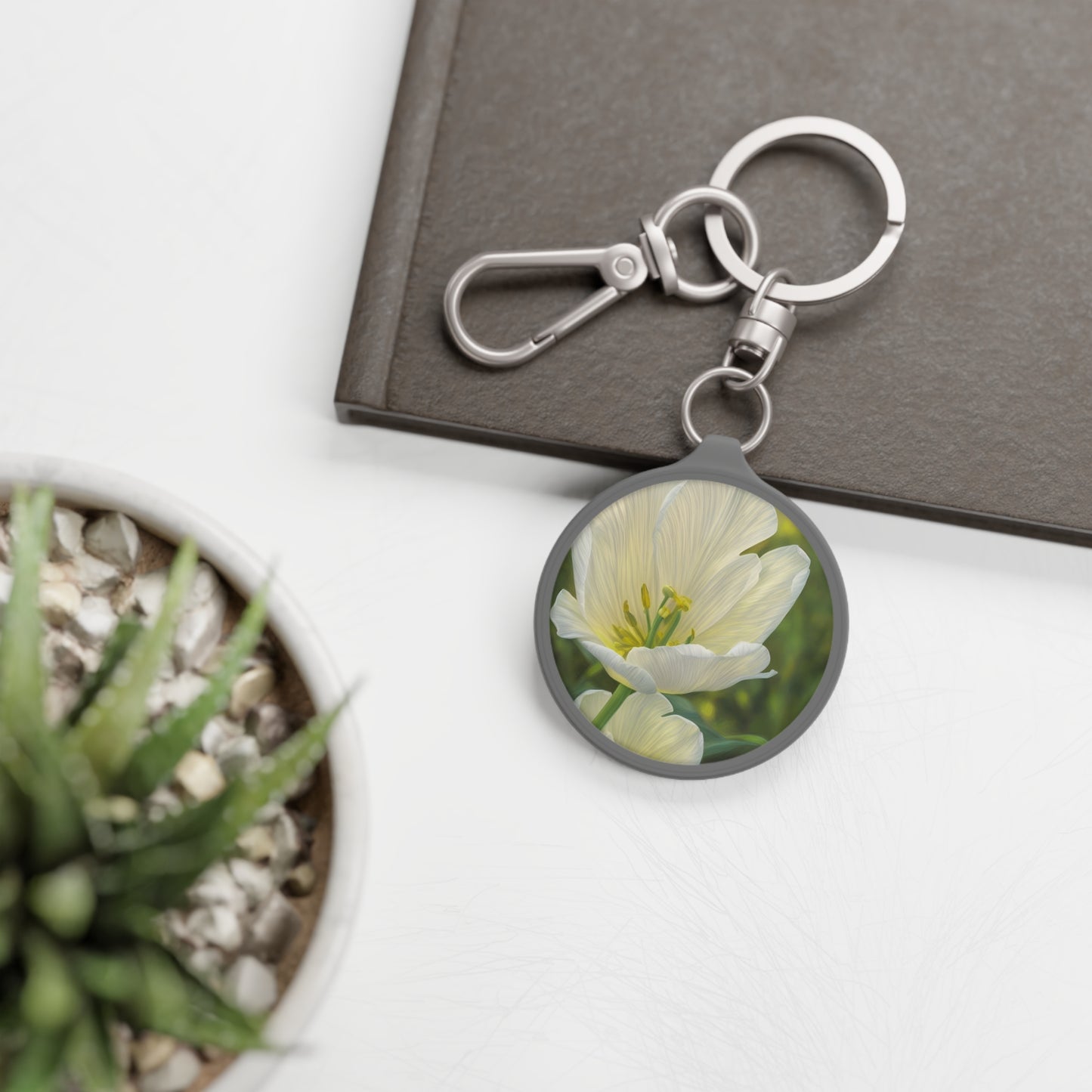 White Tulip Key Ring (SP Photography Collection)