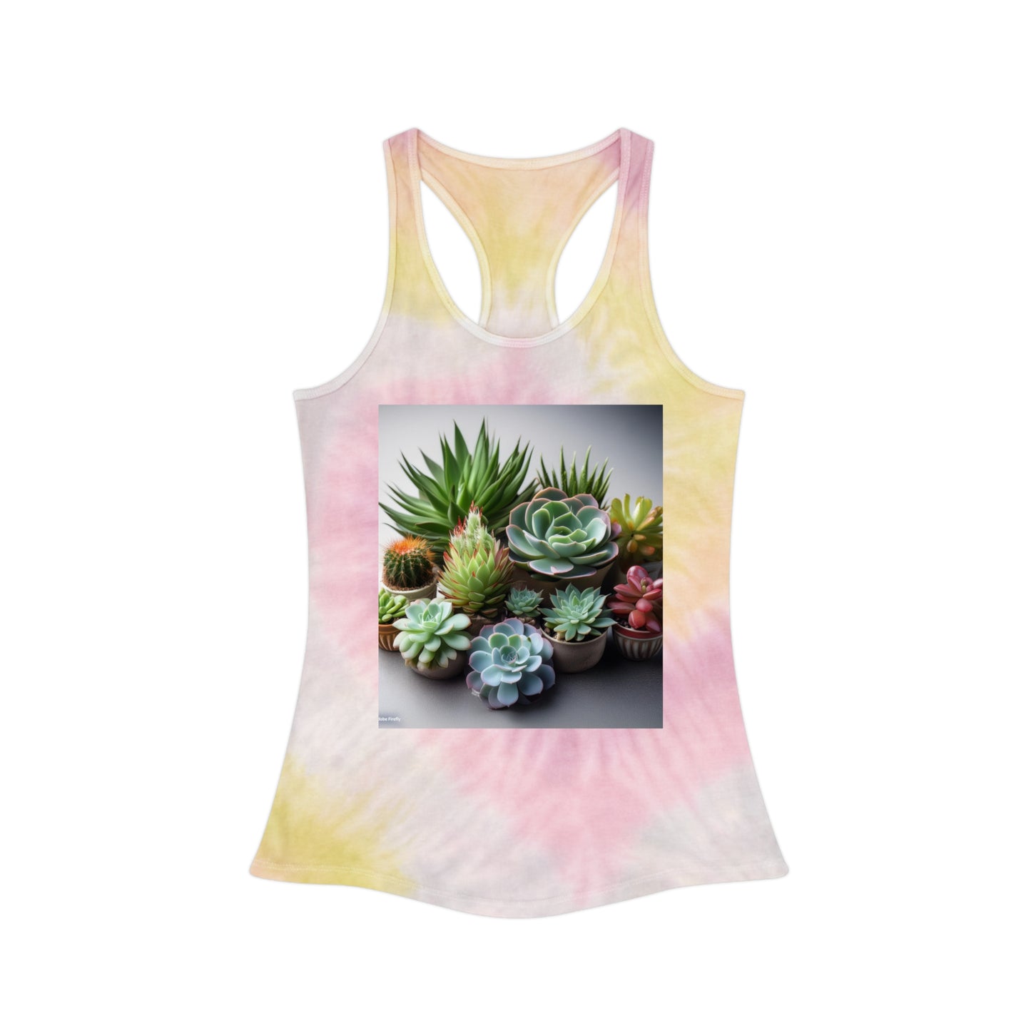 Blue succulent Tie Dye Racerback Tank Top (aiB & J Collections )