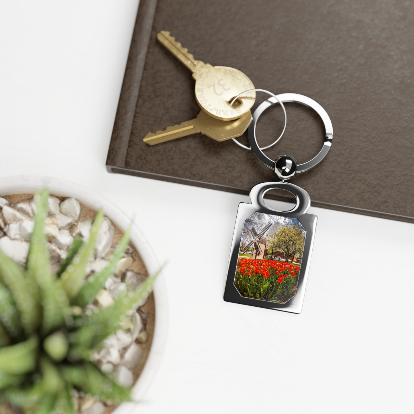 Red Windmill Tulip Rectangle Photo Key ring (SP Photography Collection)