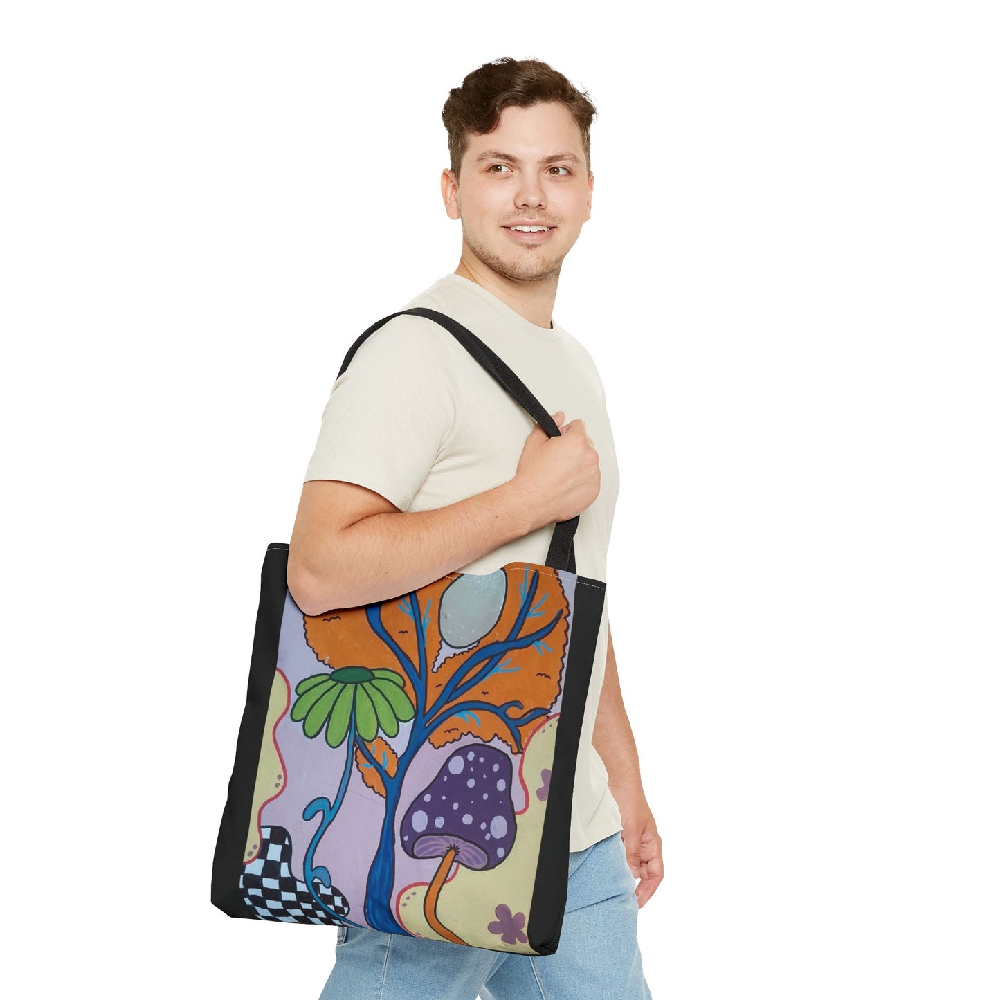 Mystical Mushroom Tote Bag (Peculiar Paintings Collection) BLACK