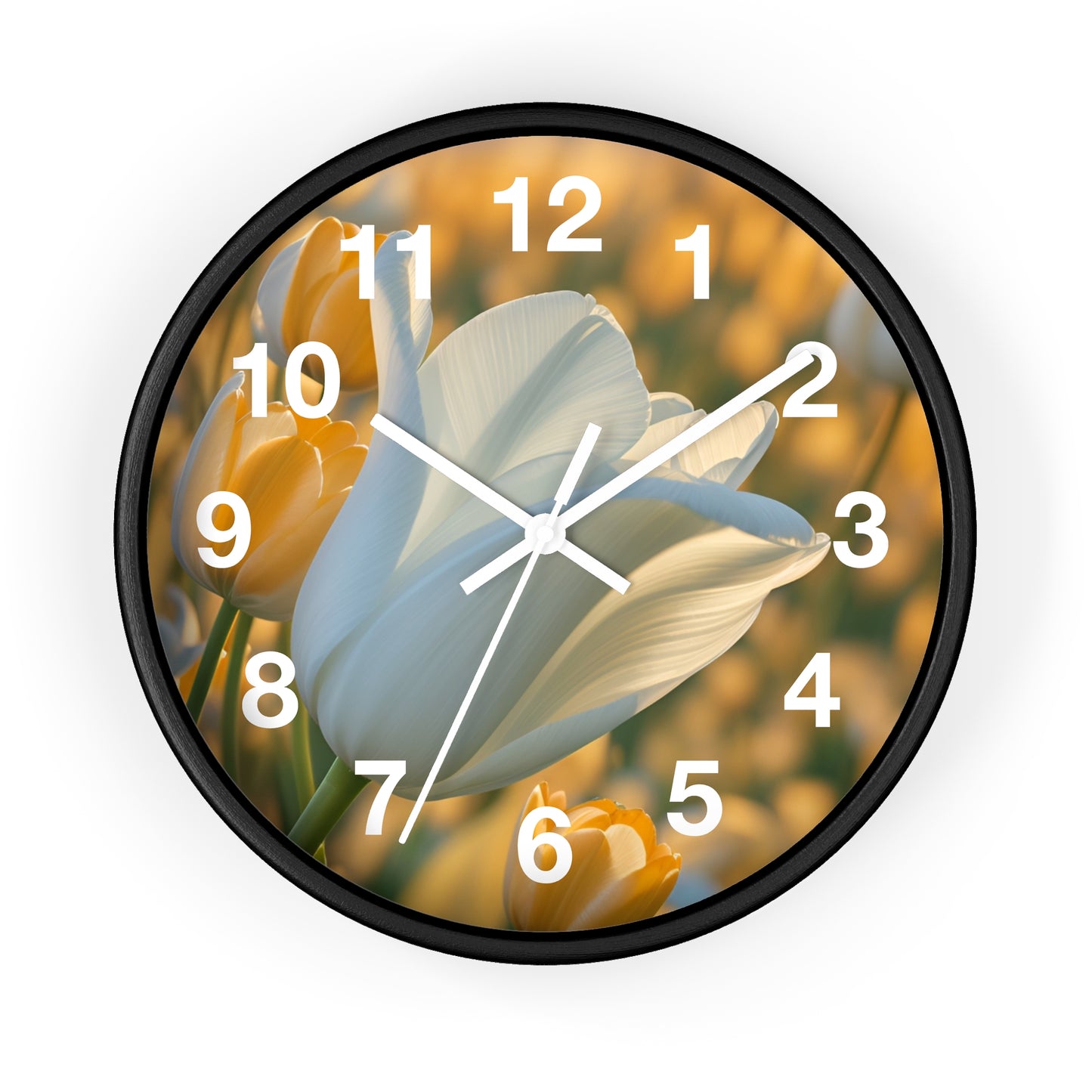 White Flower Tulip Wall Clock (SP Photography Collection)