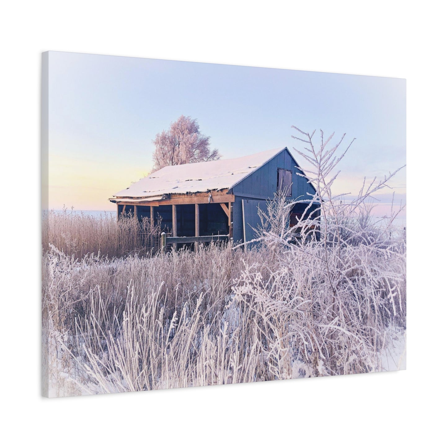 Wintery Barn Matte Canvas, Stretched, 1.25" (SP Photagrapy Collection) 32" X 24"