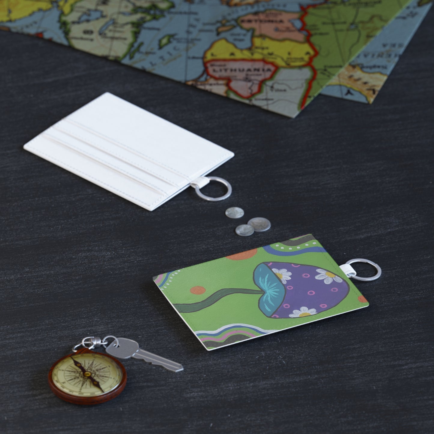Marguerite Mushroom Leather Card Holder (Peculiar Paintings Collection)