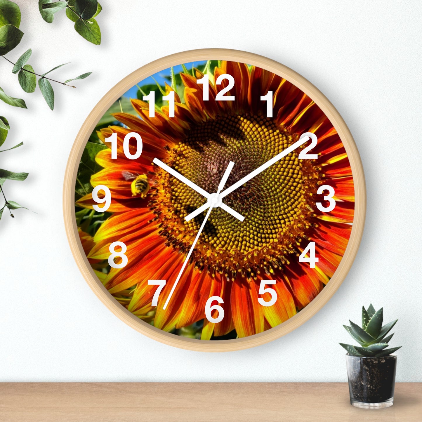 Bumble Bee Sunflower Wall Clock (Enchanted Exposures By Tammy Lyne)
