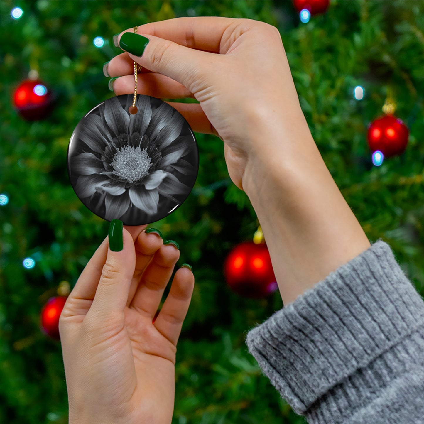 Midnight Bloom Ceramic Ornament (SP Photography Collection)