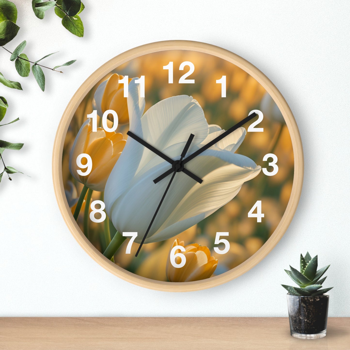 White Flower Tulip Wall Clock (SP Photography Collection)
