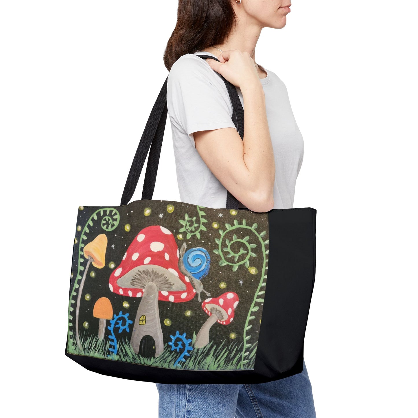 Magical Mushroom Weekender Tote Bag (Brookson Collection) BLACK