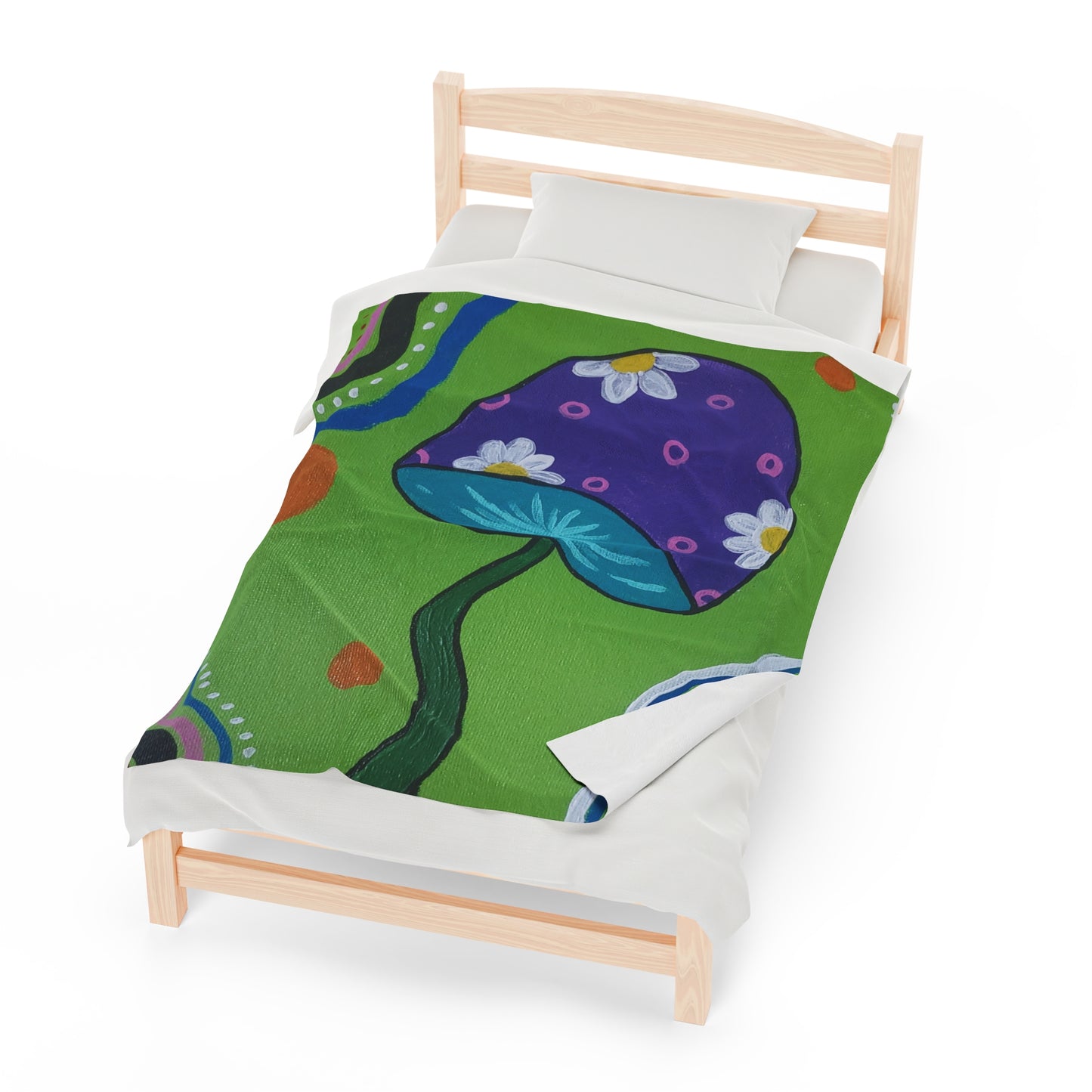 Marguerite Mushroom Velveteen Plush Blanket (Peculiar Paintings Collection)
