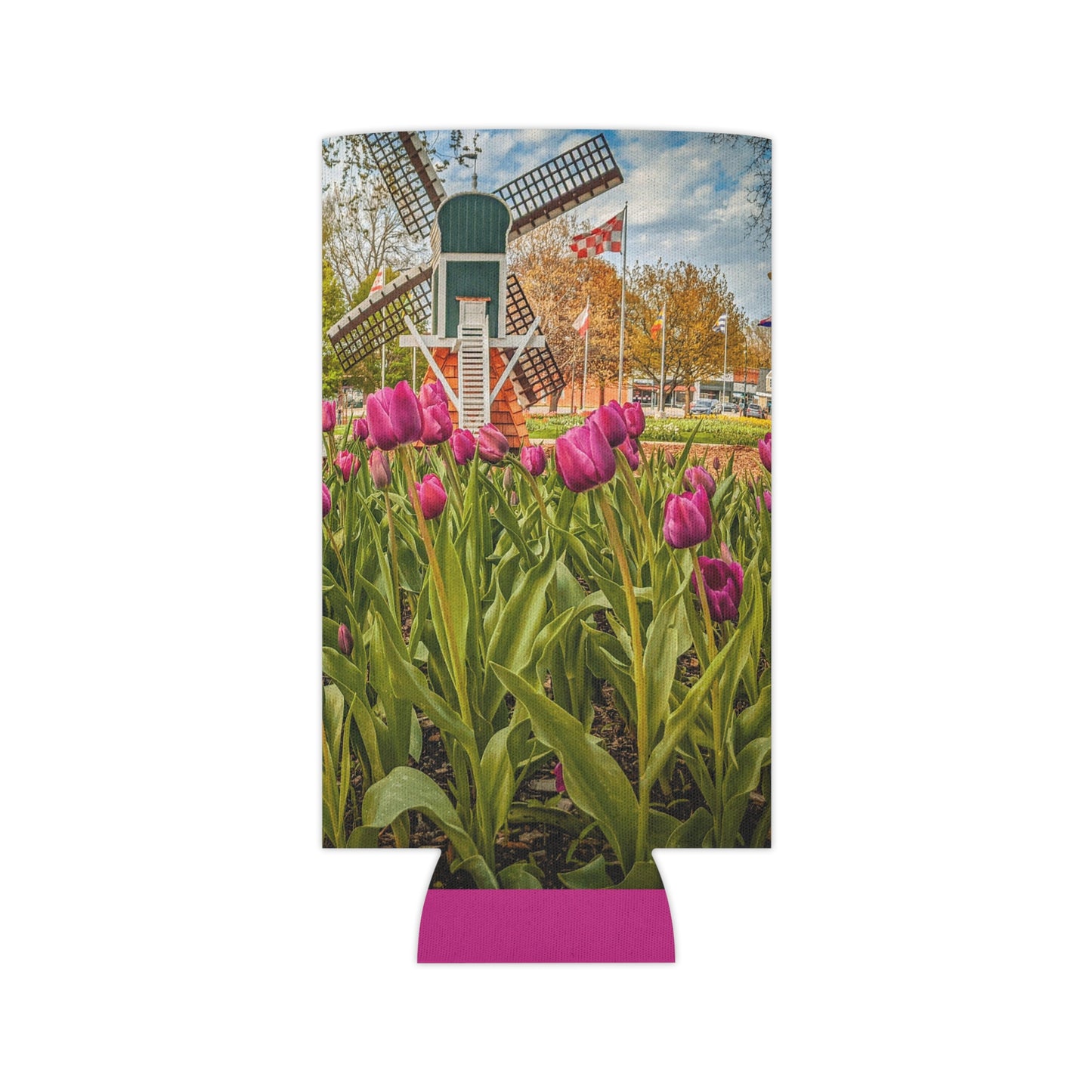 Windmill Tulips Slim Can Cooler Sleeve (SP Photography Collection) PINK