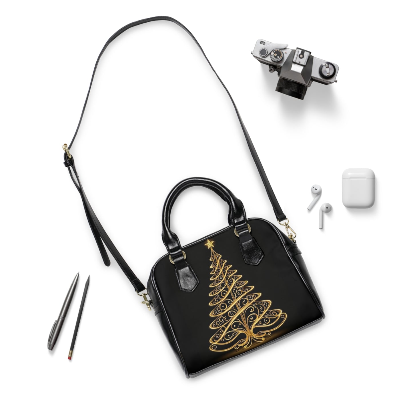 Golden Tree Shoulder Handbag (SP Photography Collection) BLACK