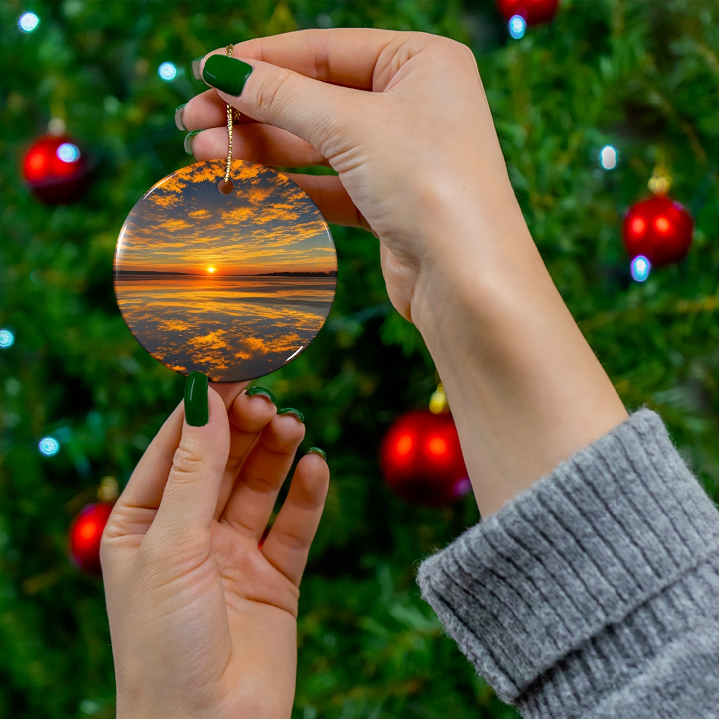 Orange Skies Ceramic Ornament (SP Photography Collection)