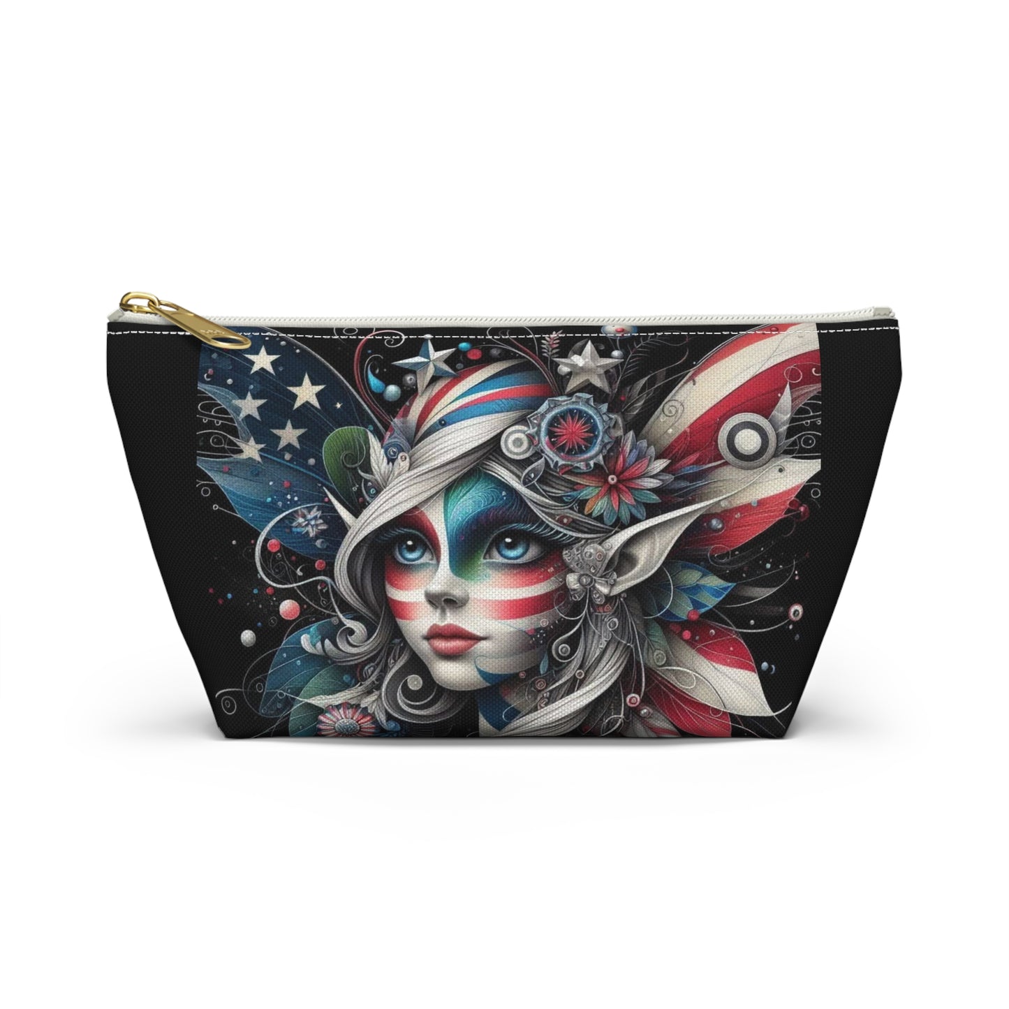 Patriotic Fairy of Hummingbird Accessory Pouch w T-bottom (aiB & J Collections) BLACK