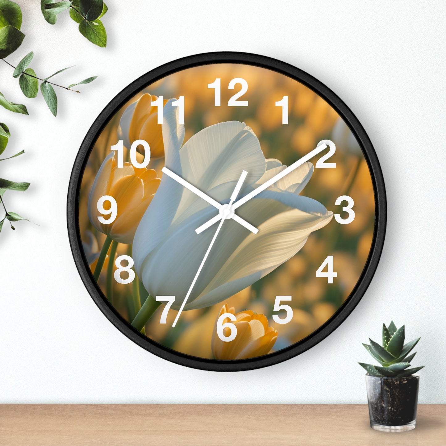 White Flower Tulip Wall Clock (SP Photography Collection)