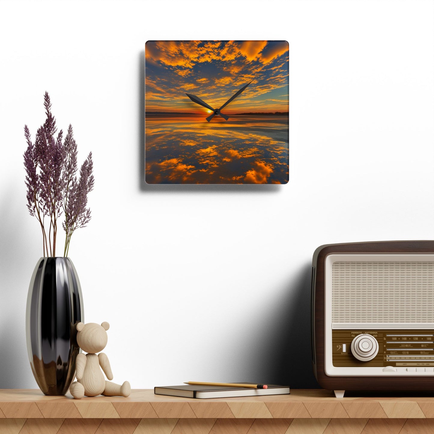 Orange Skies Acrylic Wall Clock (SP Photography Collection)