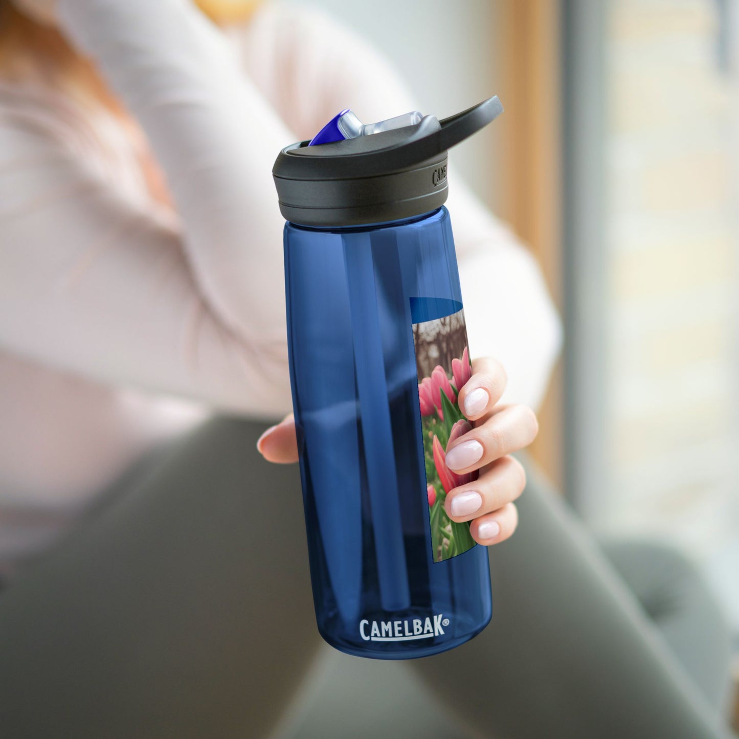 Pink Tulip CamelBak Eddy® Water Bottle, 25oz (SP Photography Collection)