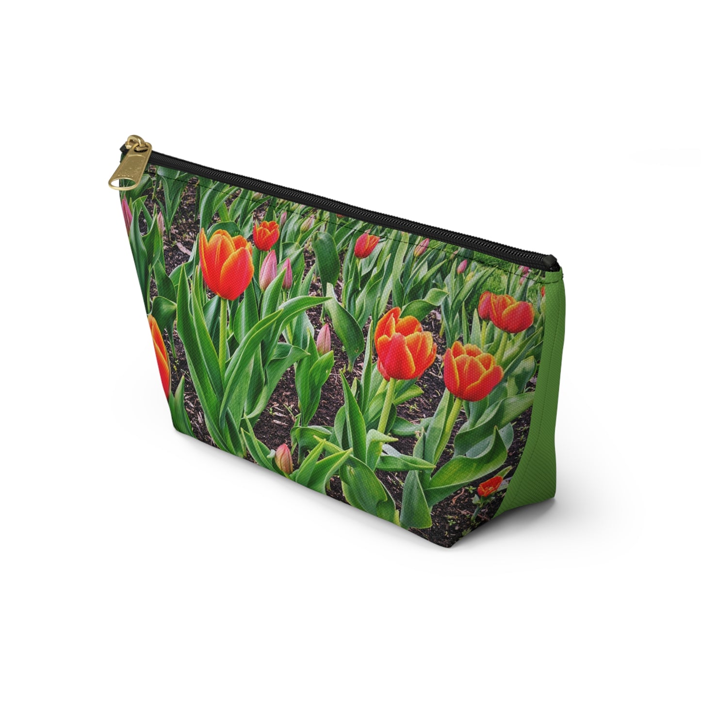 Red Tulips Accessory Pouch w T-bottom (SP Photography Collection) GREEN